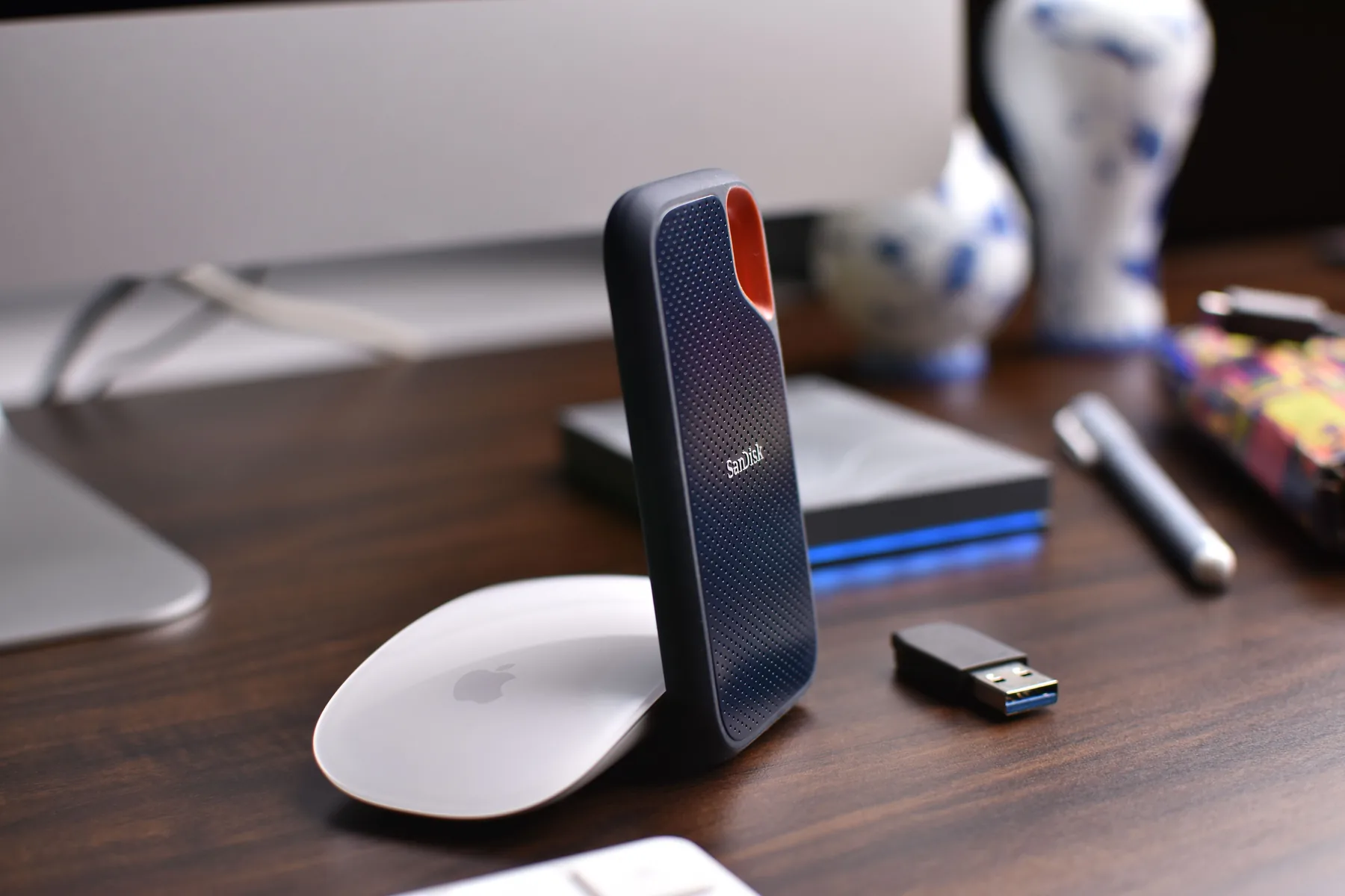 Modern electronic accessories on a desk